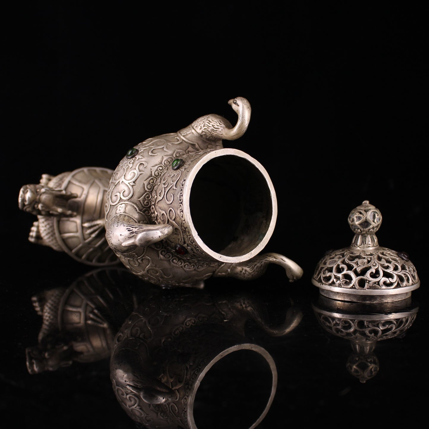 Chinese antique pure copper silver plated incense burner