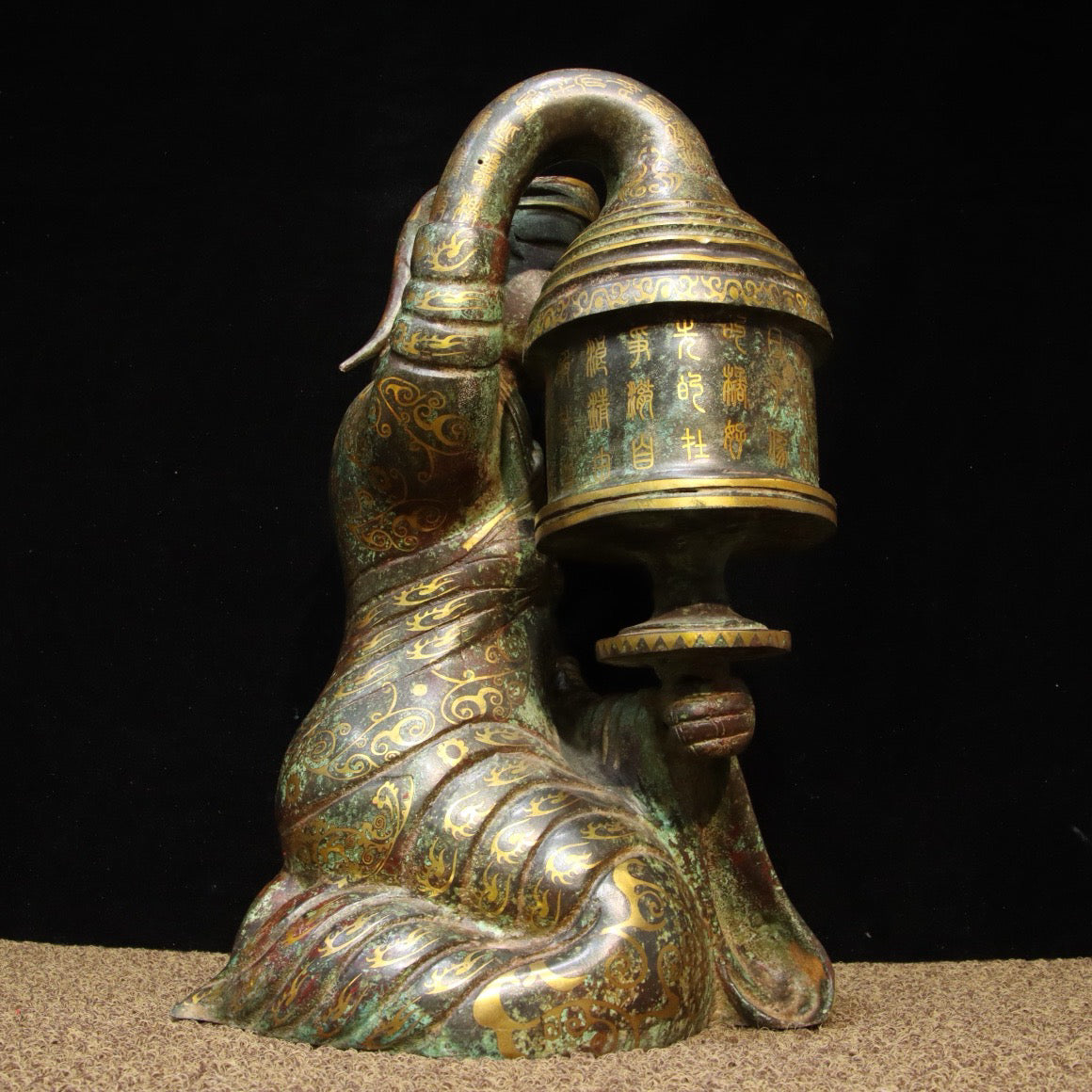 Chinese Antique Bronze - Inscription Mismatched Gold Palace Lantern for Attendants