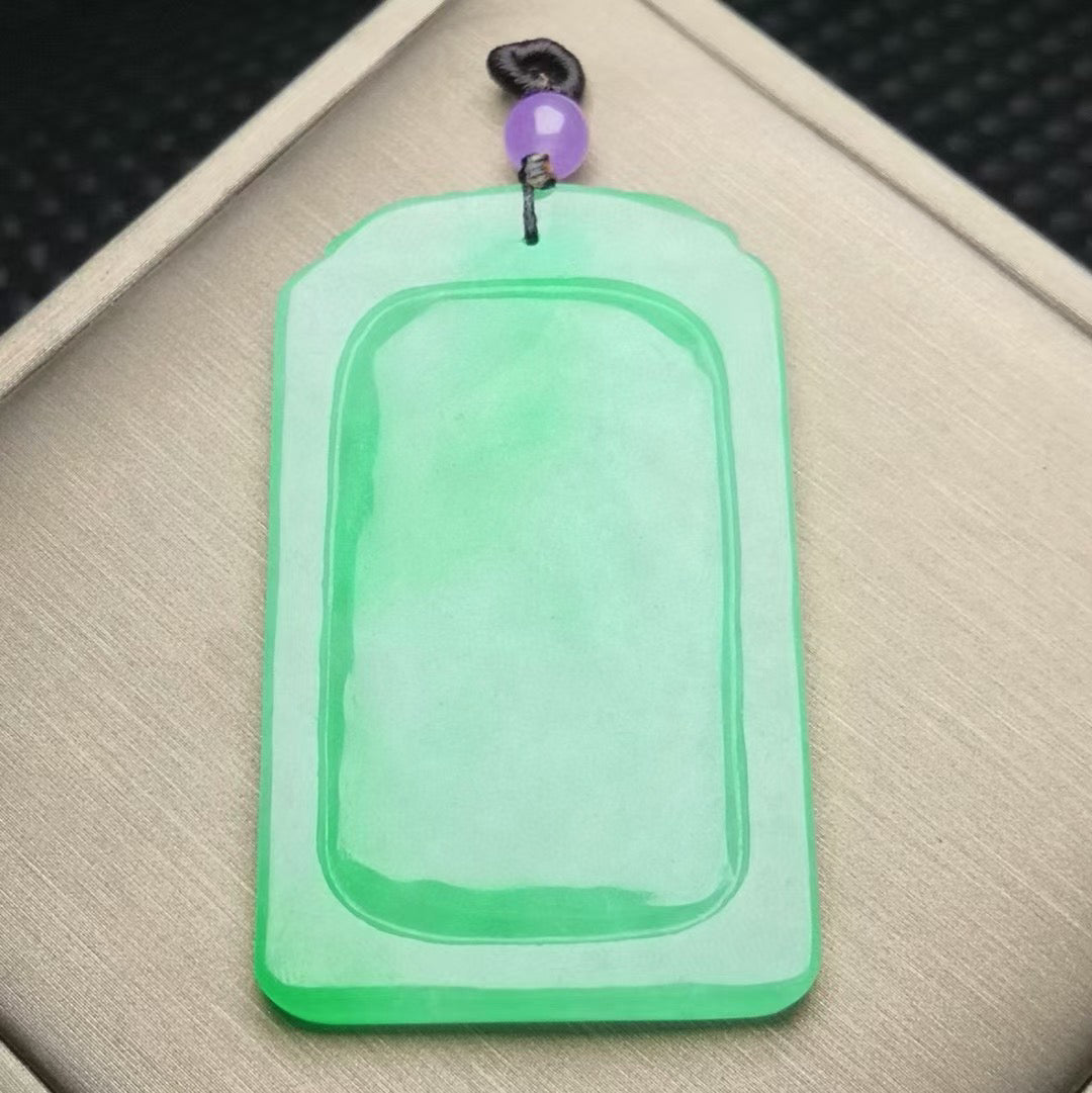 Bean Ice Green Phoenix Jade Plaque