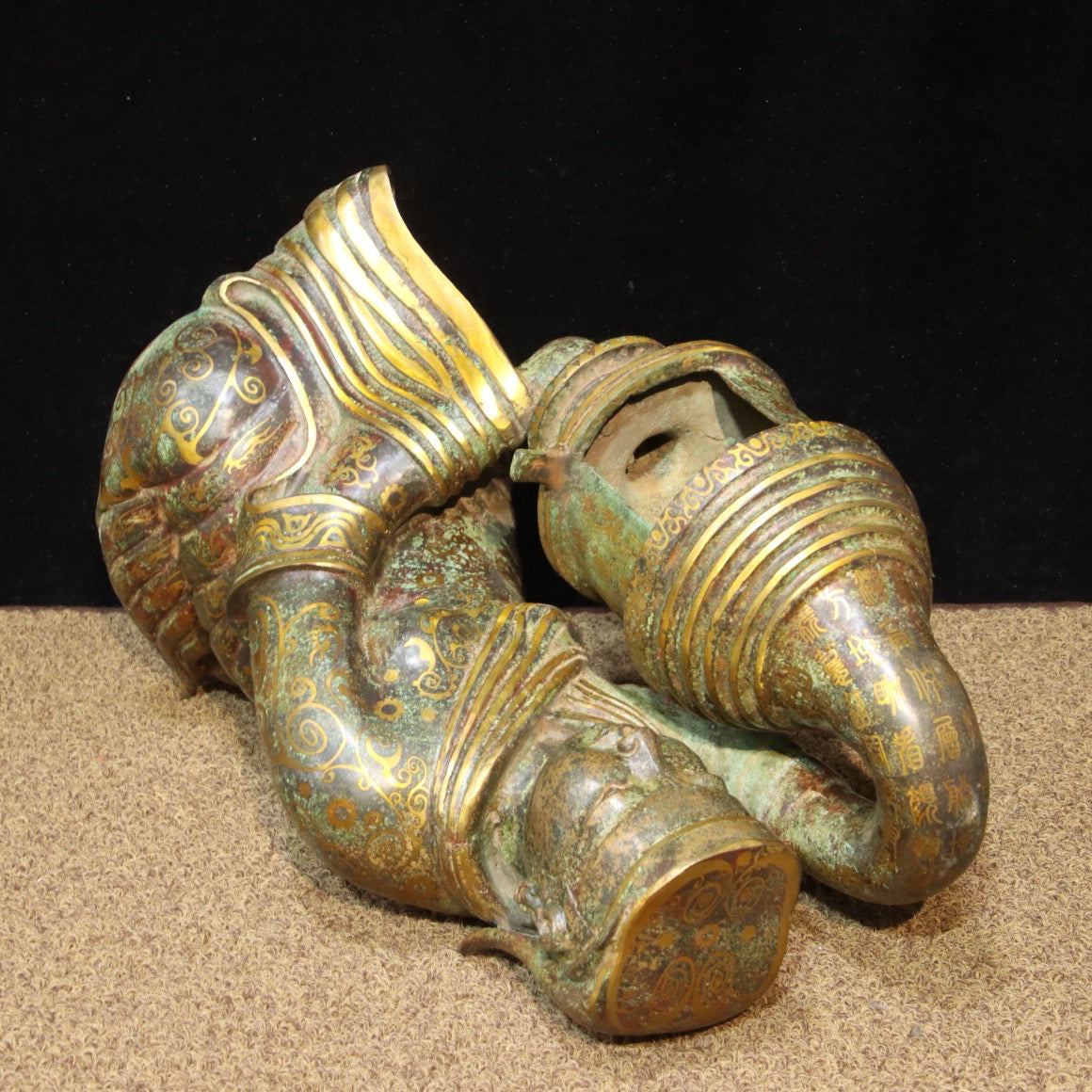 Chinese Antique Bronze - Inscription Mismatched Gold Palace Lantern for Attendants