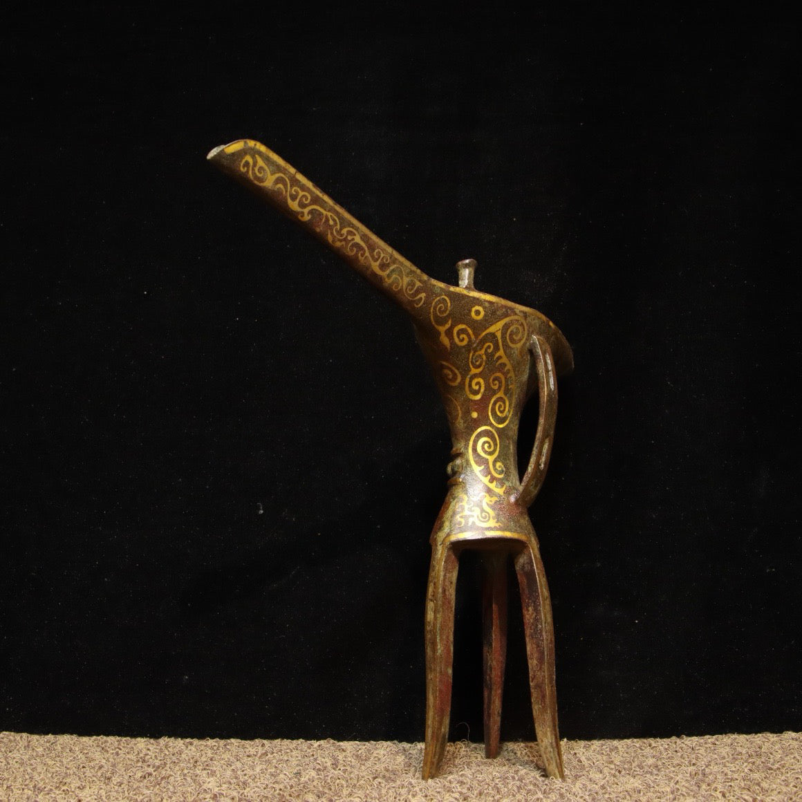 Chinese Antique Bronze - Inscripted Gold Angled Cup