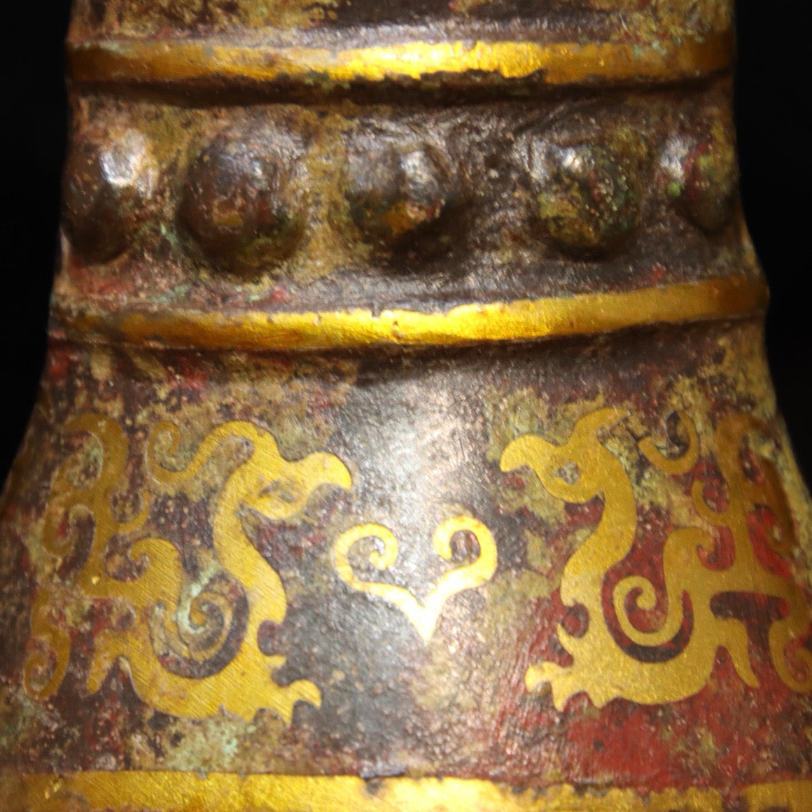 Chinese Antique Bronze - Inscripted Gold Angled Cup