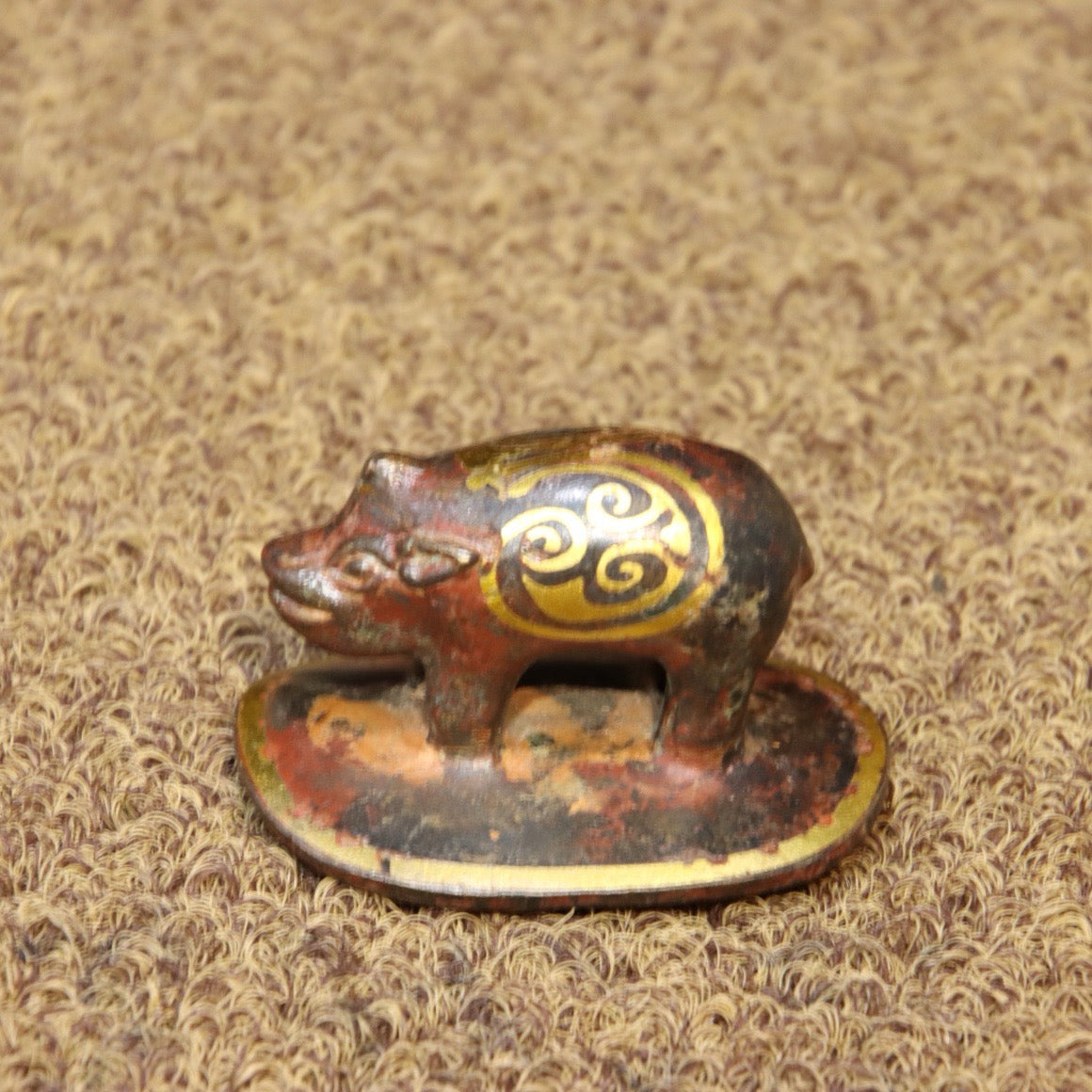 Chinese Antique Bronze - Inscripted Gold Piggy Wine