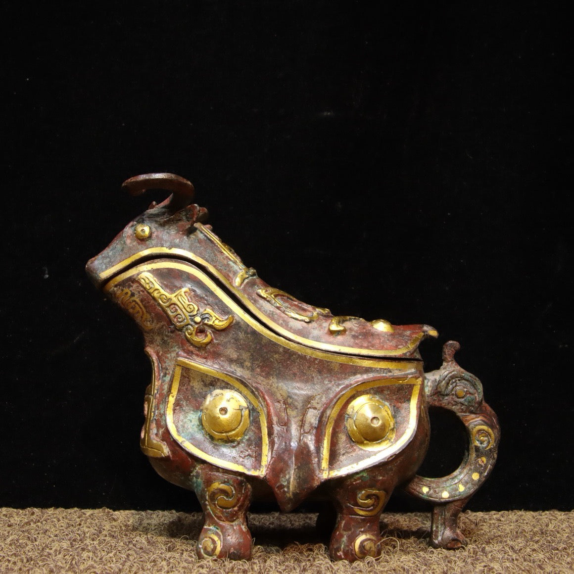 Chinese Antique Bronze - Inscription Mismatched Gold Wine