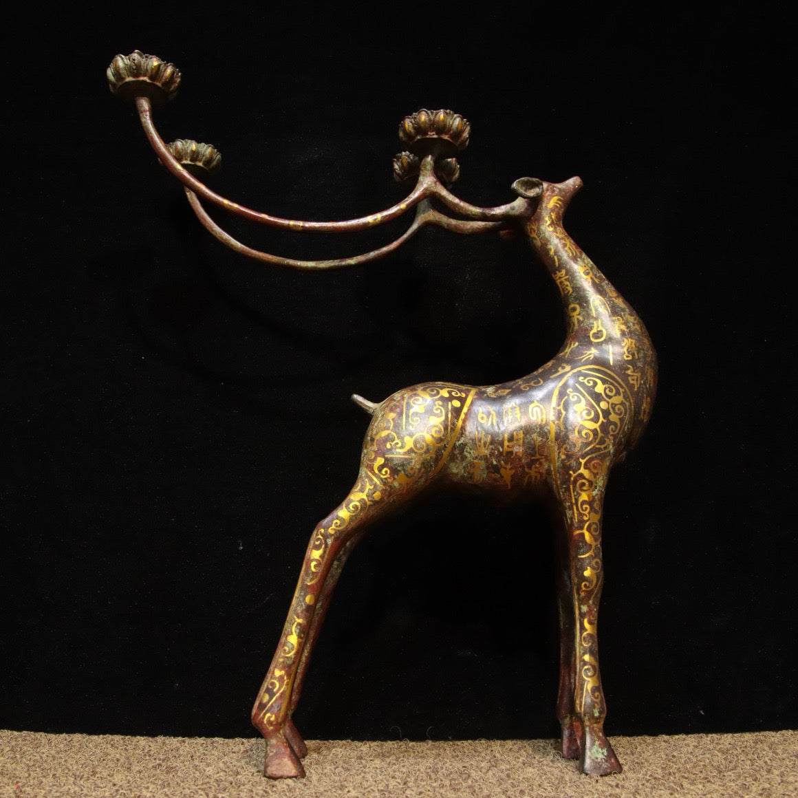 Chinese Antique Bronze - Inscription Error Golden Deer Lamp