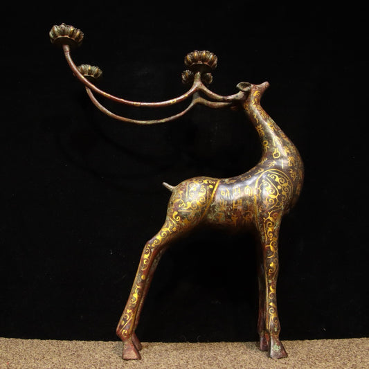Chinese Antique Bronze - Inscription Error Golden Deer Lamp