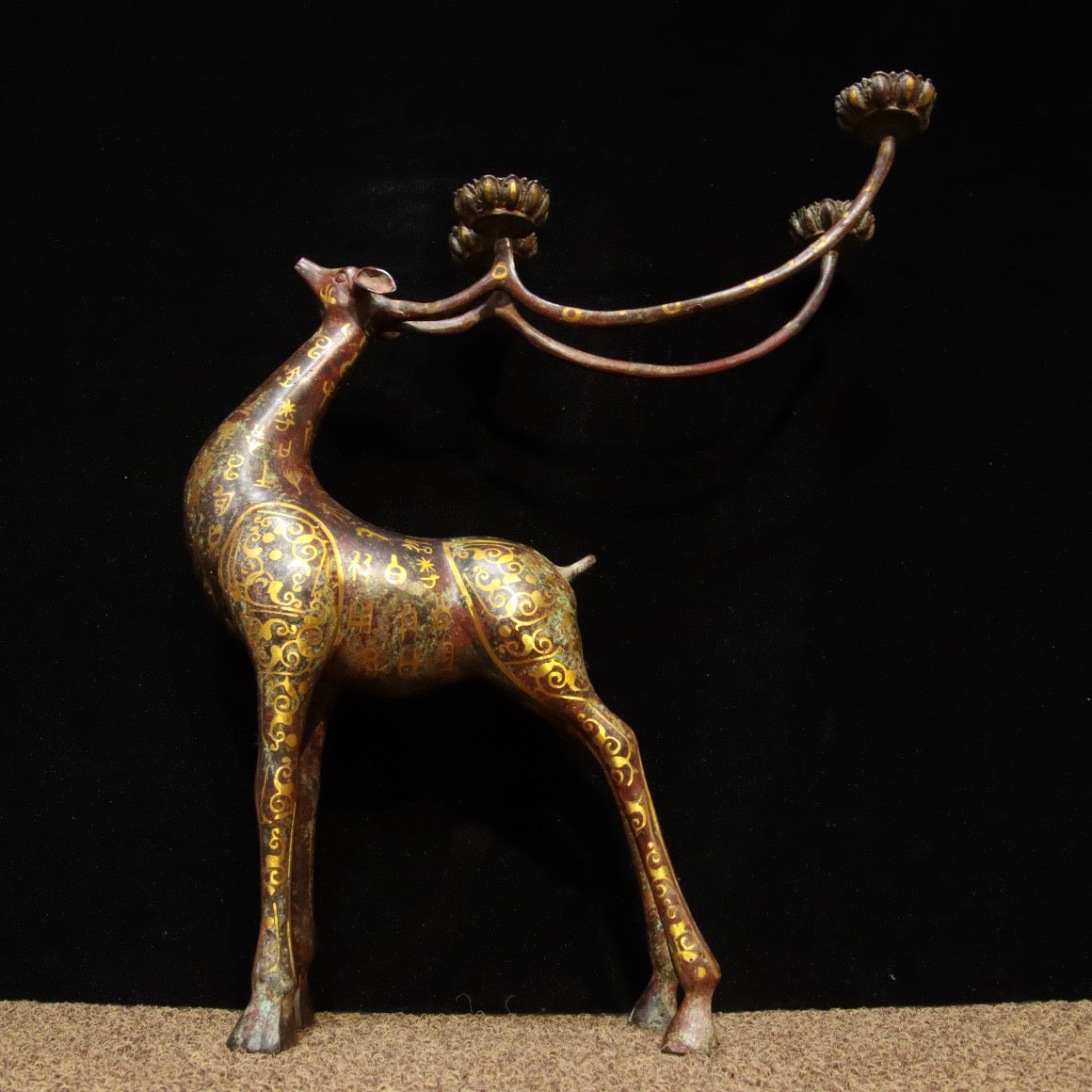 Chinese Antique Bronze - Inscription Error Golden Deer Lamp