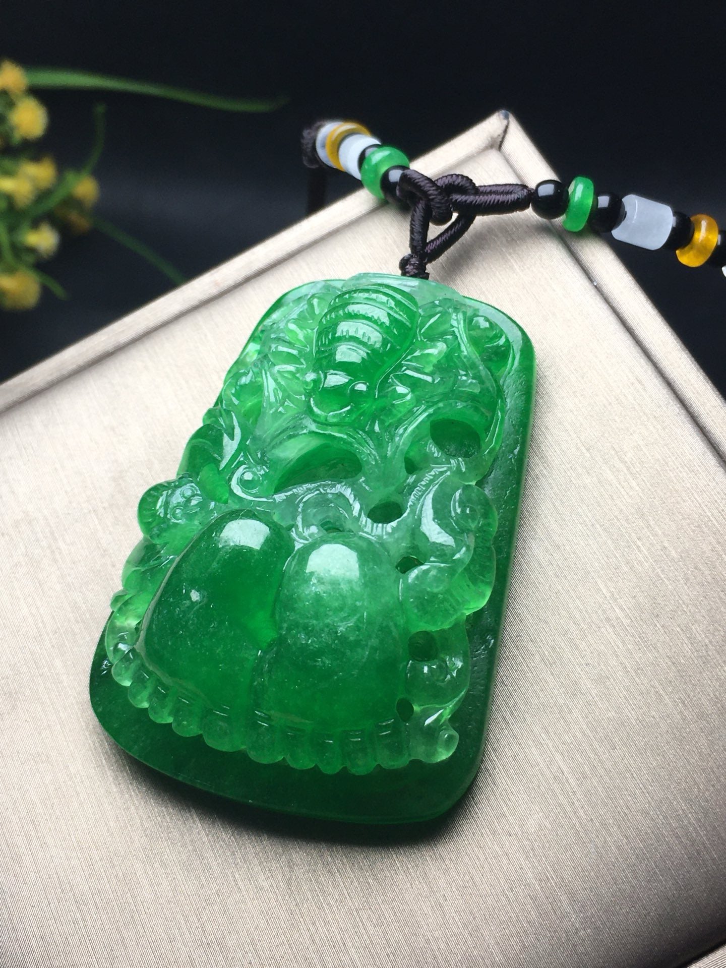 Ice Green Satisfied Changle Jade Plaque