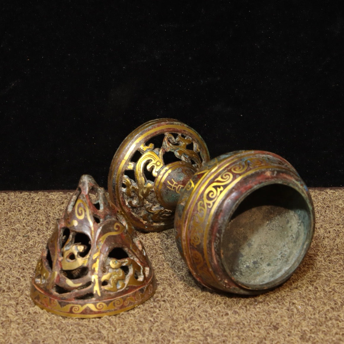 Chinese Antique Bronze - Inscription Mismatched Gold Boshan Stove