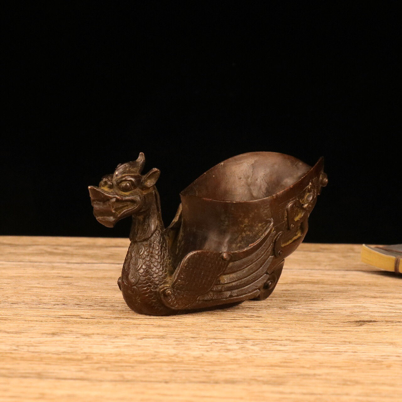Chinese Antique Dragon Head Phoenix Body Cup