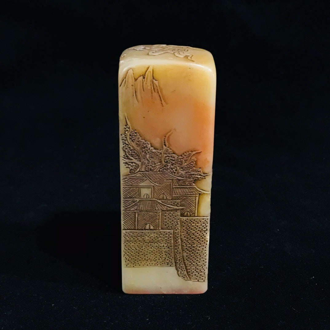 Chinese antique Shoushan stone relief seal ornament
