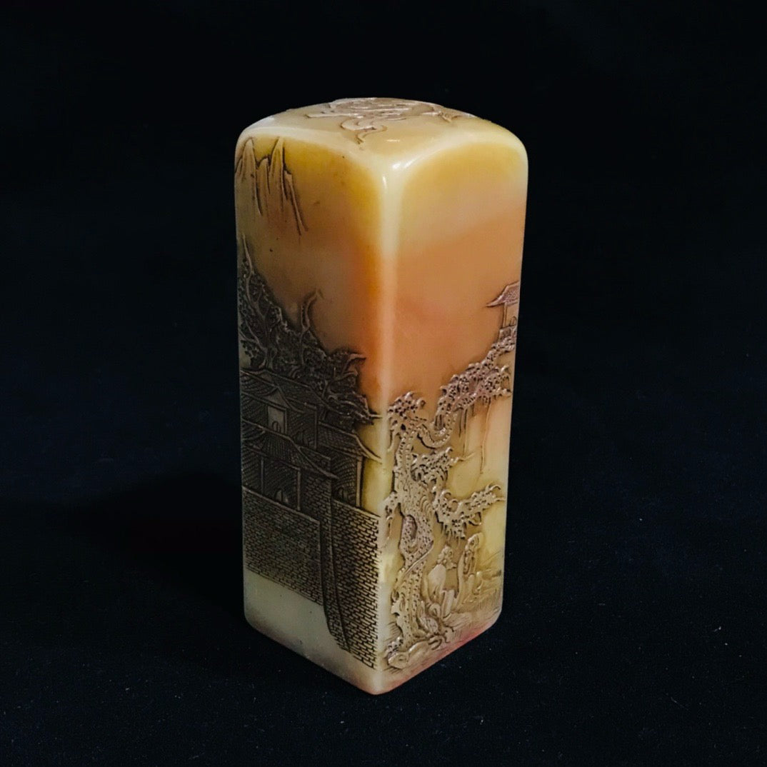 Chinese antique Shoushan stone relief seal ornament