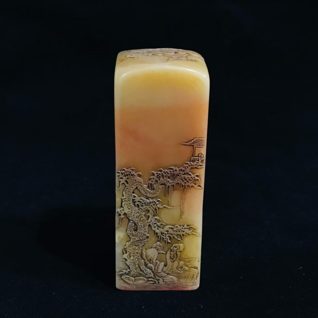 Chinese antique Shoushan stone relief seal ornament