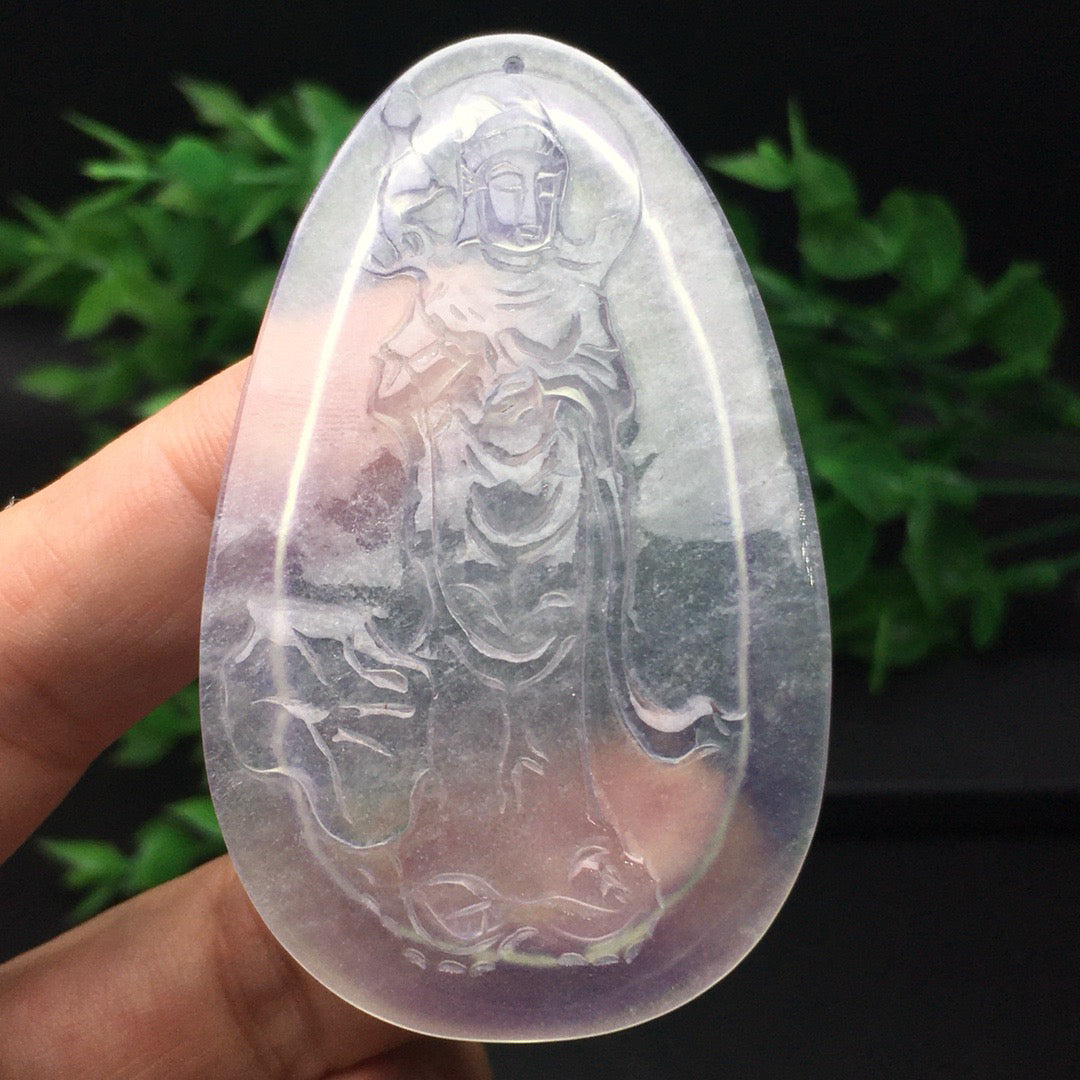 Ice type Guanyin jade plaque