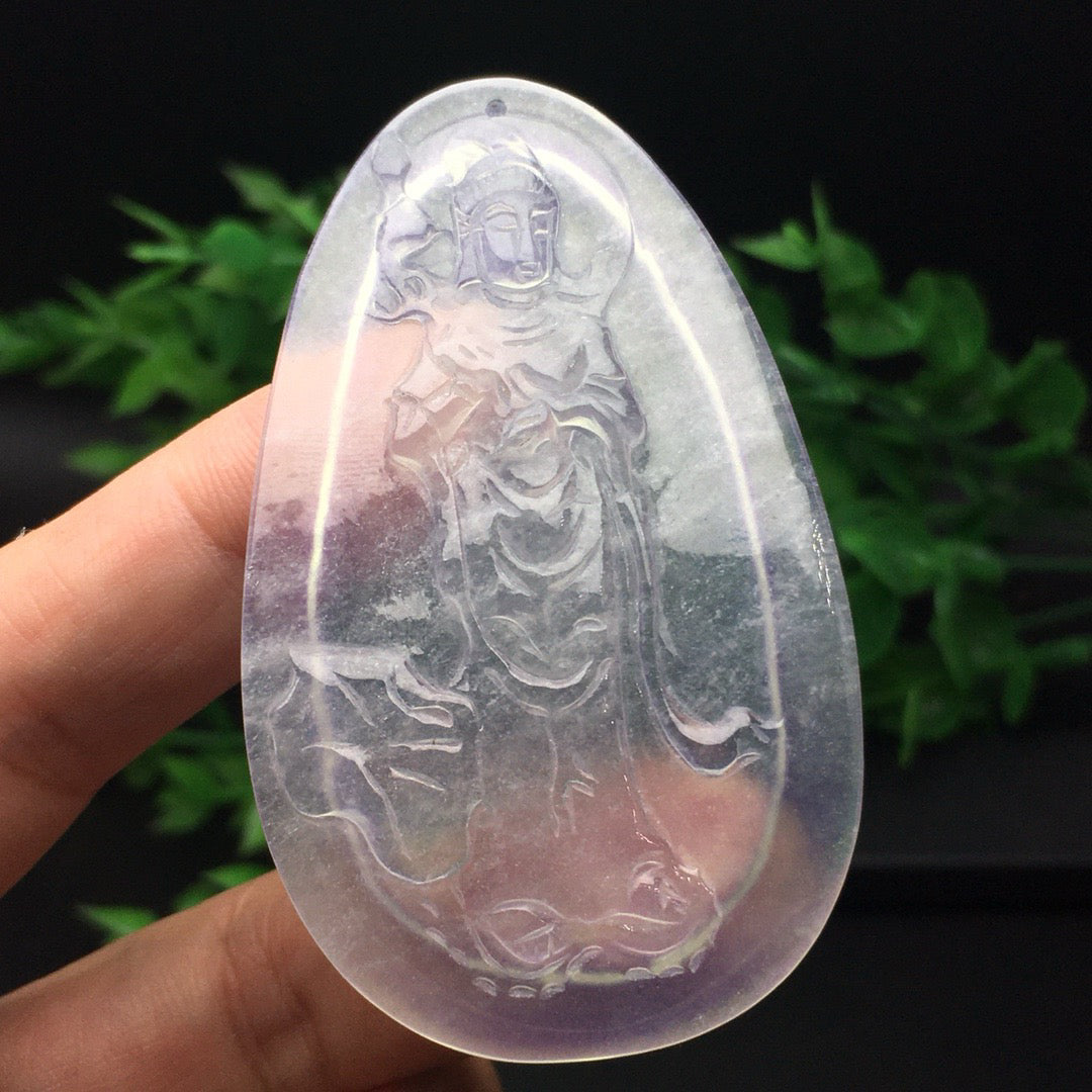 Ice type Guanyin jade plaque