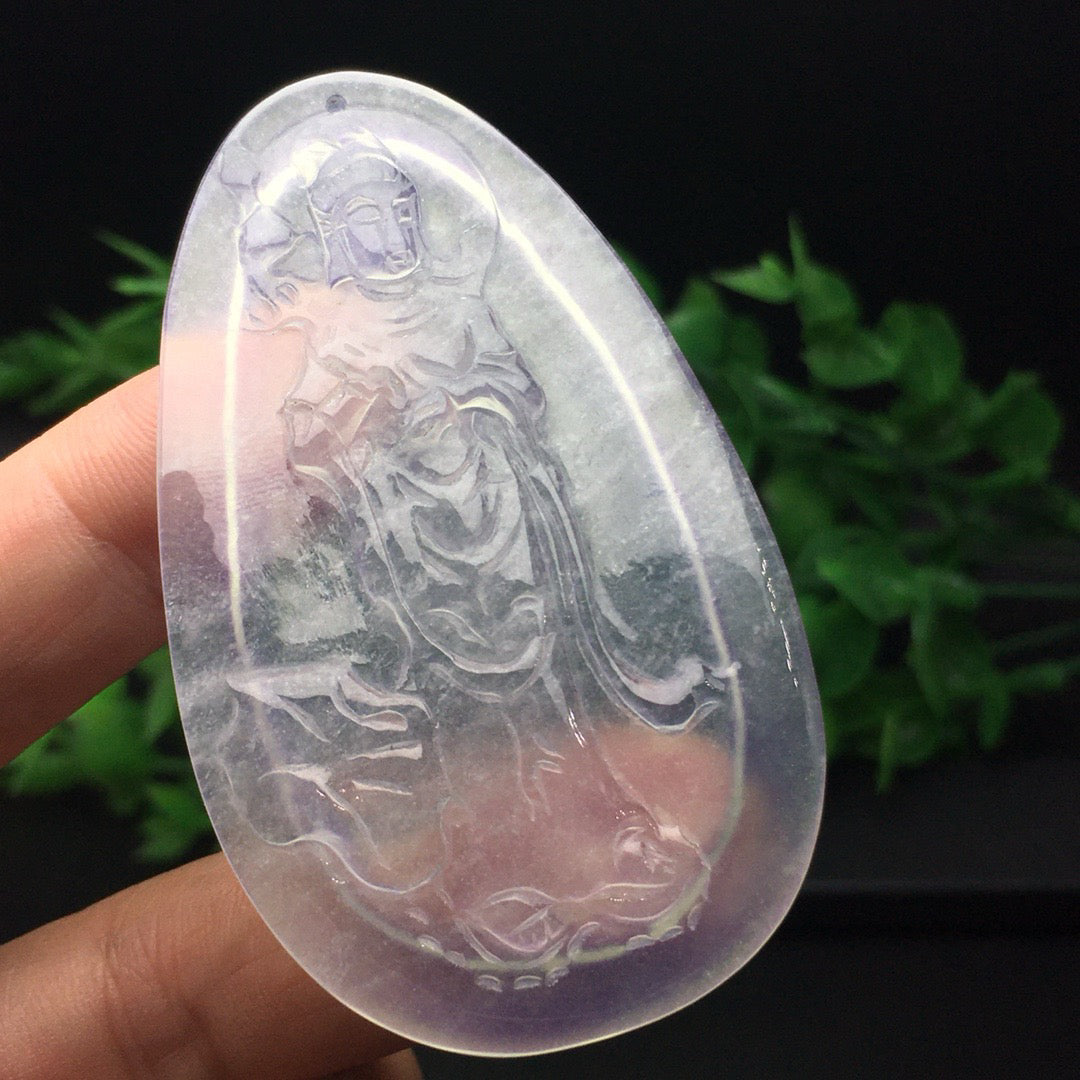Ice type Guanyin jade plaque