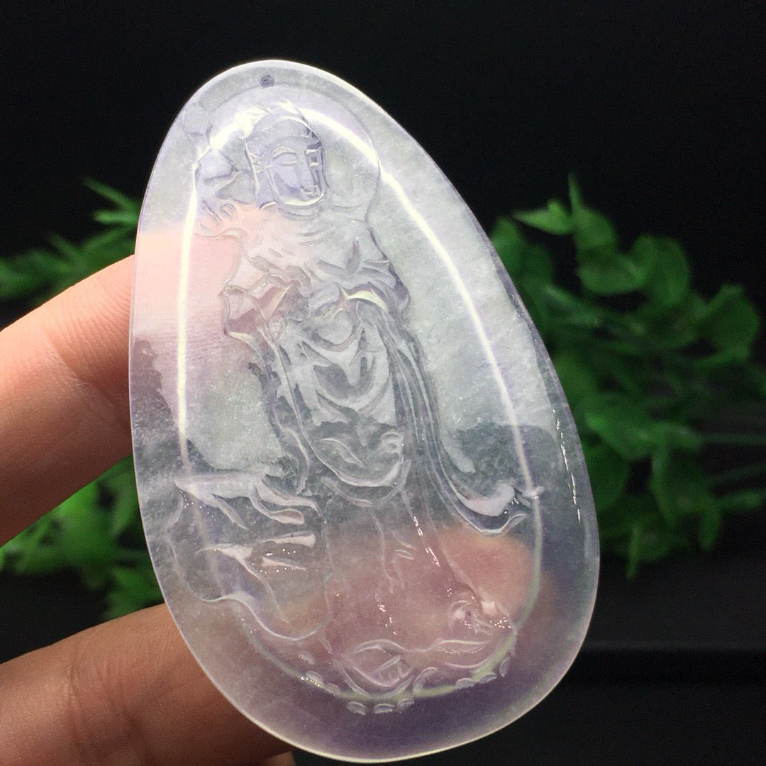 Ice type Guanyin jade plaque