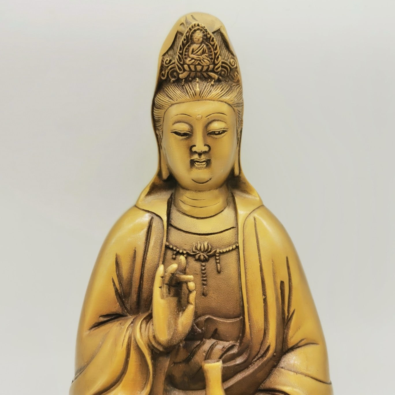 Chinese antique brass seated Guanyin statue