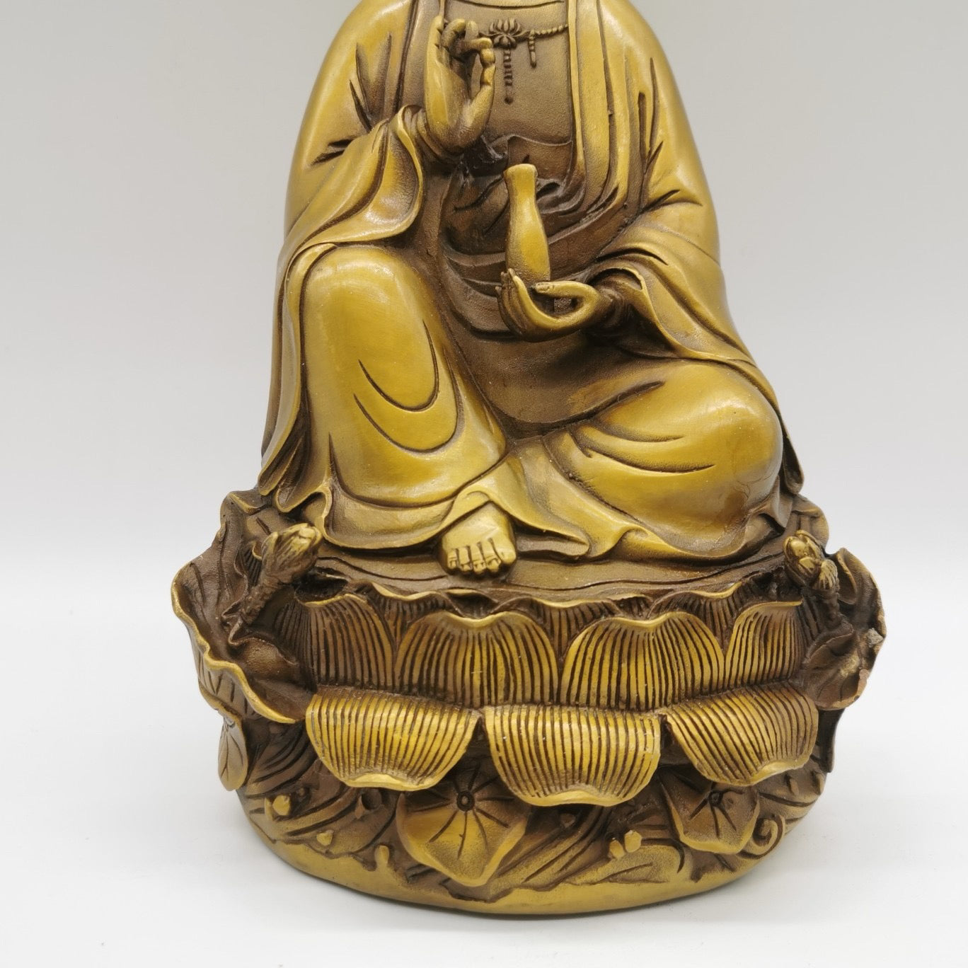 Chinese antique brass seated Guanyin statue
