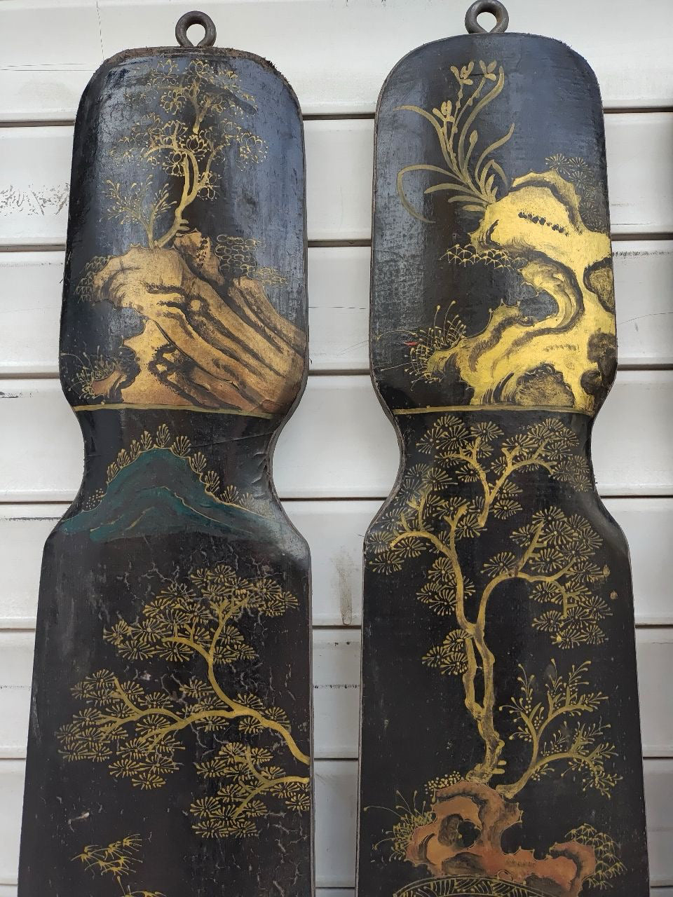 Old Nanmu Lacquerware with Gold Painted Four Screen Hanging Plaques [Qin, Chess, Calligraphy and Painting]
