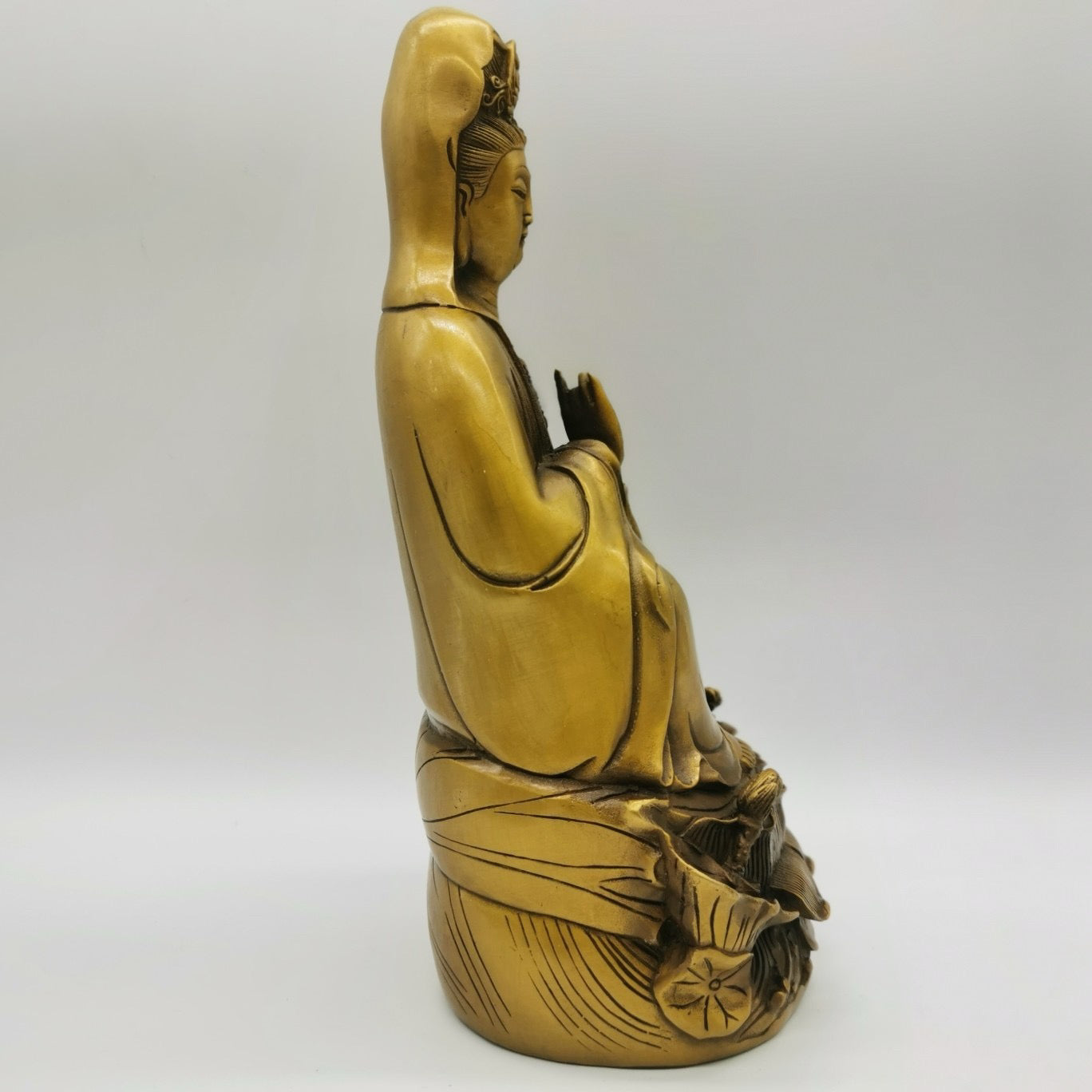 Chinese antique brass seated Guanyin statue