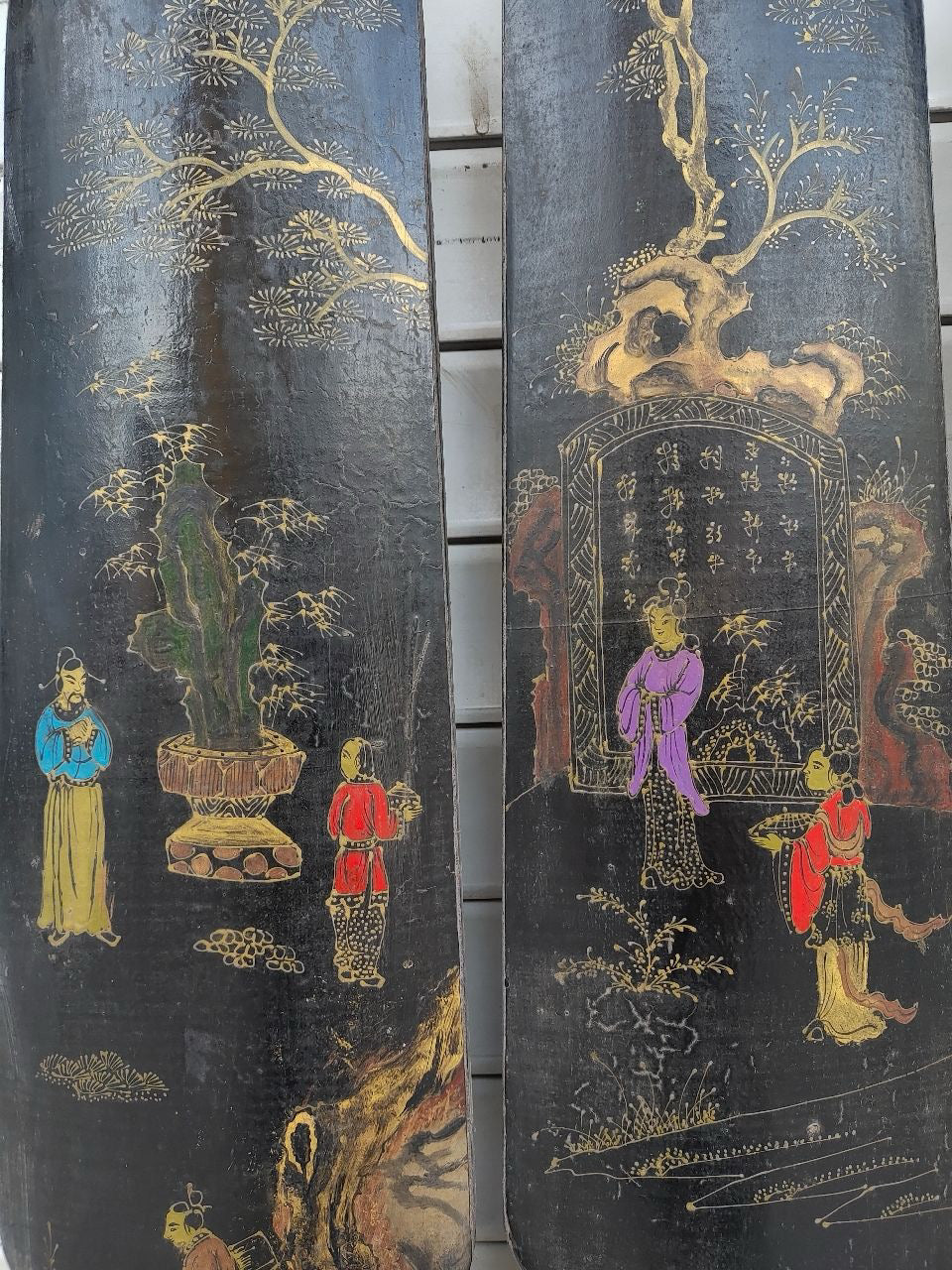 Old Nanmu Lacquerware with Gold Painted Four Screen Hanging Plaques [Qin, Chess, Calligraphy and Painting]
