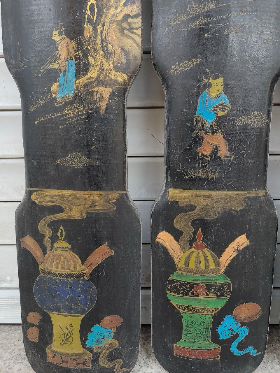Old Nanmu Lacquerware with Gold Painted Four Screen Hanging Plaques [Qin, Chess, Calligraphy and Painting]