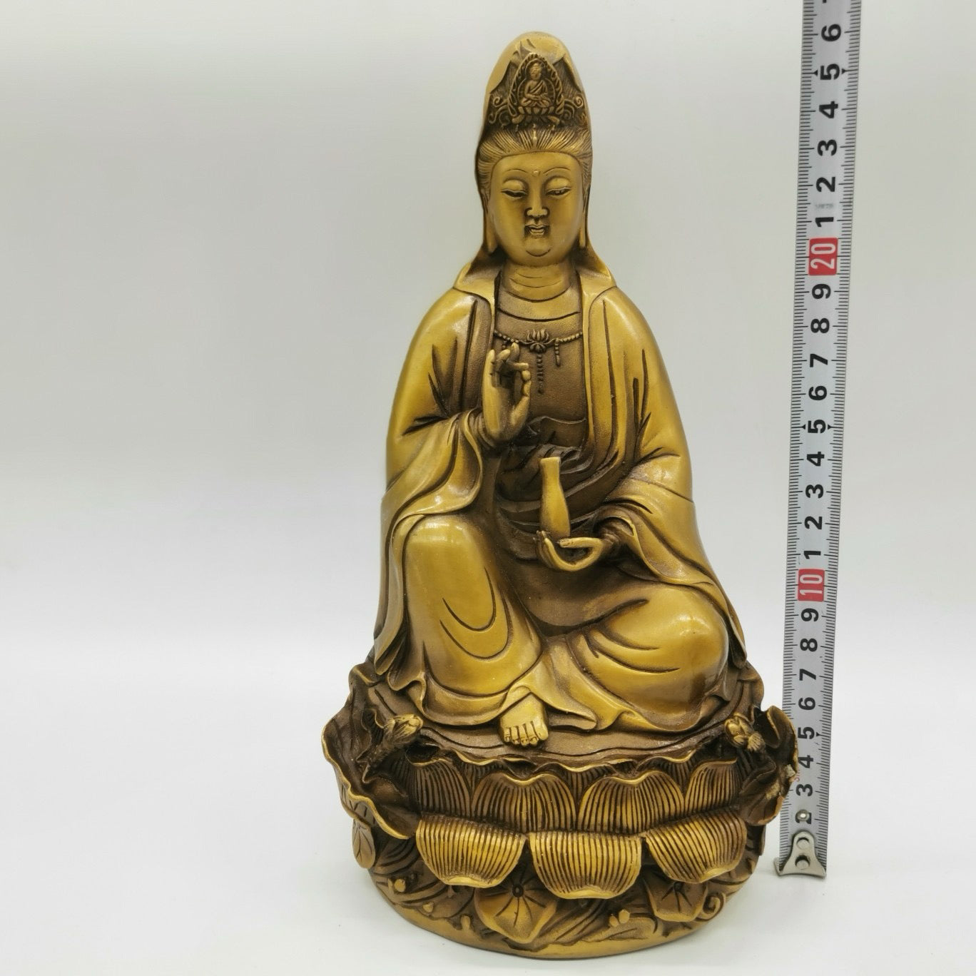 Chinese antique brass seated Guanyin statue