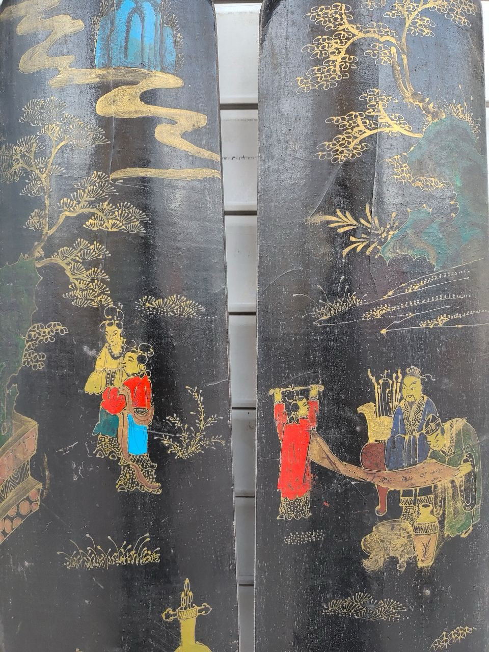 Old Nanmu Lacquerware with Gold Painted Four Screen Hanging Plaques [Qin, Chess, Calligraphy and Painting]
