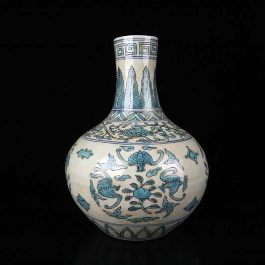 Blessing and longevity patterned celestial sphere bottle