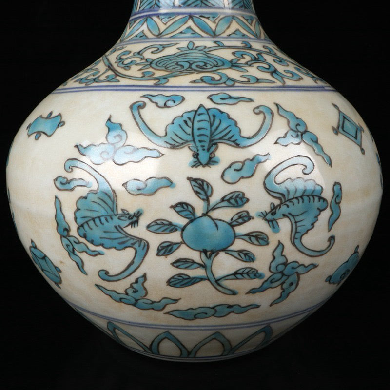 Blessing and longevity patterned celestial sphere bottle