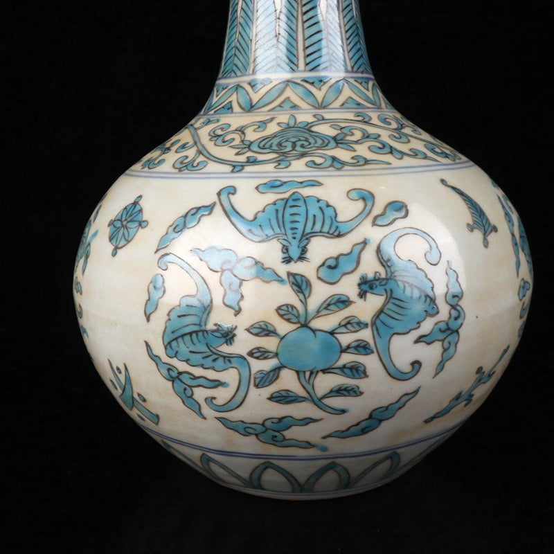 Blessing and longevity patterned celestial sphere bottle