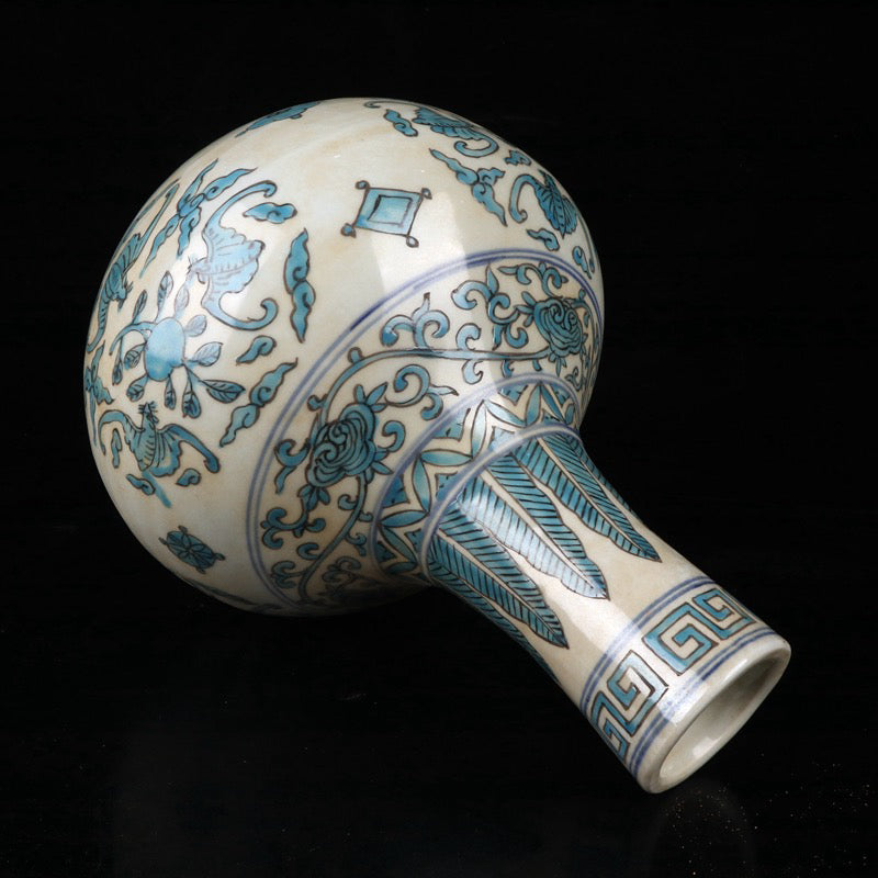 Blessing and longevity patterned celestial sphere bottle