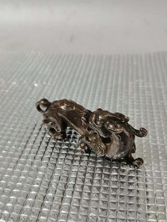 Chinese Antique Pure Copper Tea Pet Pixiu