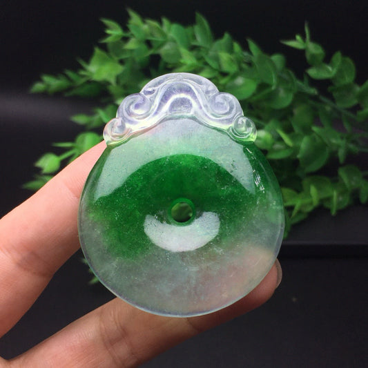 Ice floating green jade safety buckle