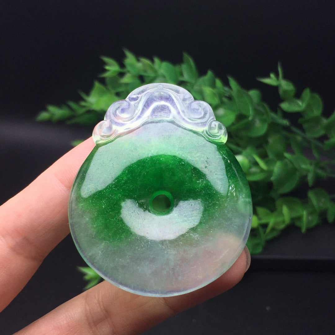 Ice floating green jade safety buckle