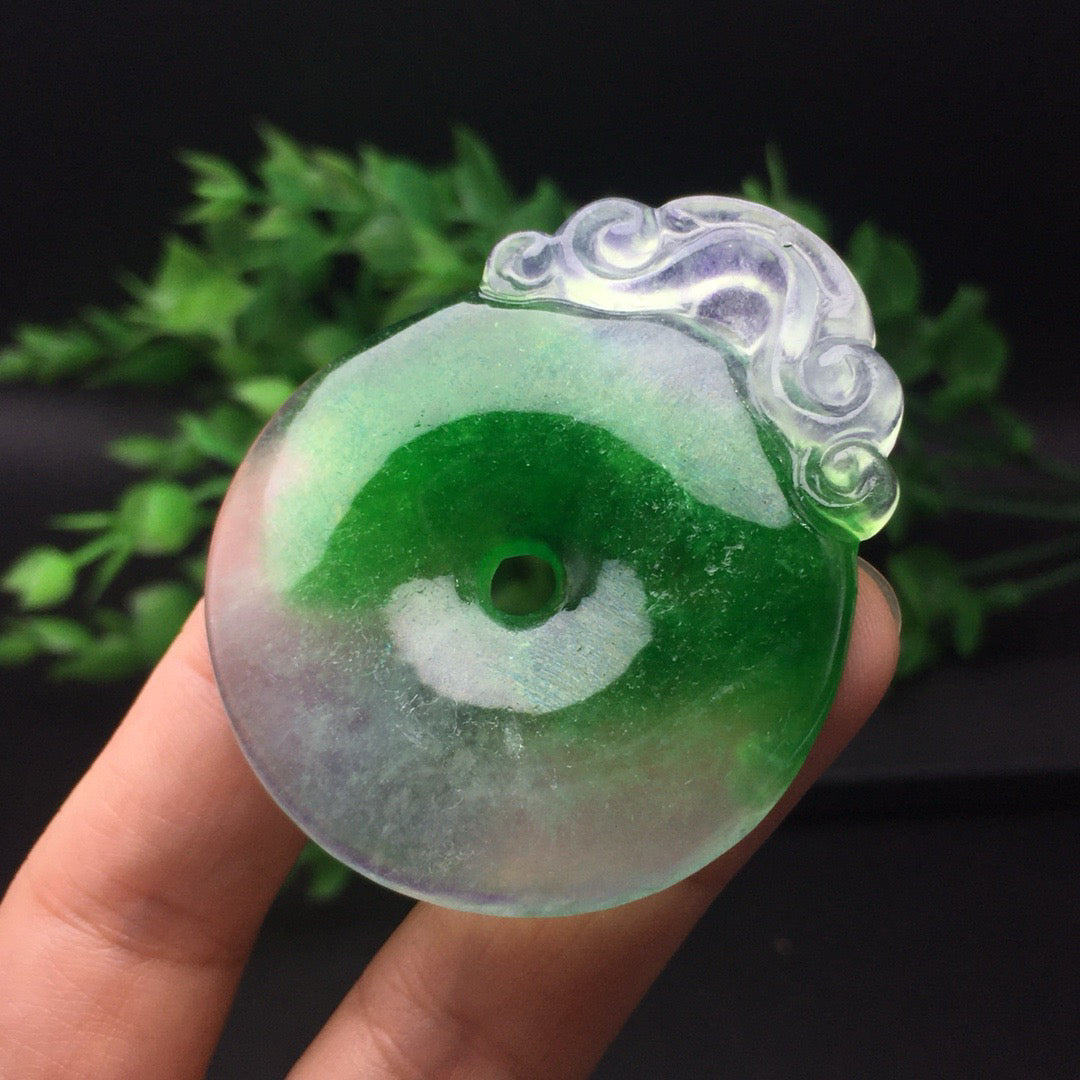 Ice floating green jade safety buckle