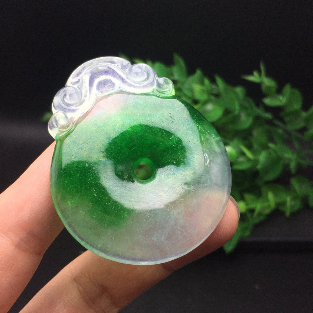 Ice floating green jade safety buckle