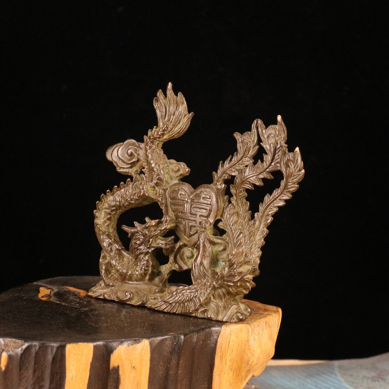 Chinese antique dragon and phoenix double happiness ornaments