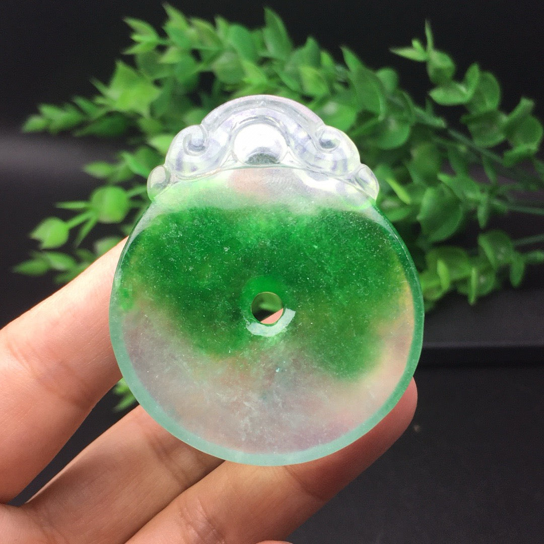 Ice floating green jade safety buckle