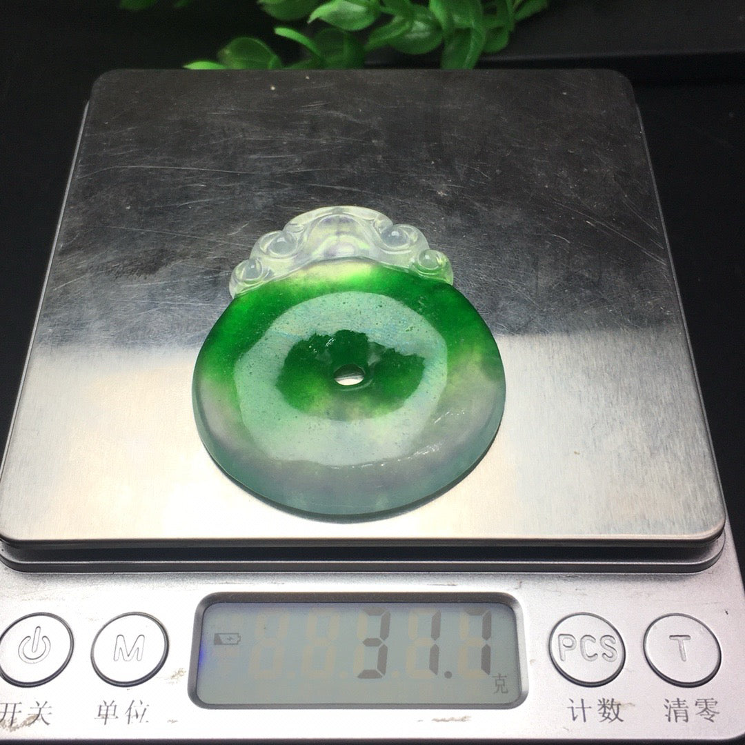 Ice floating green jade safety buckle
