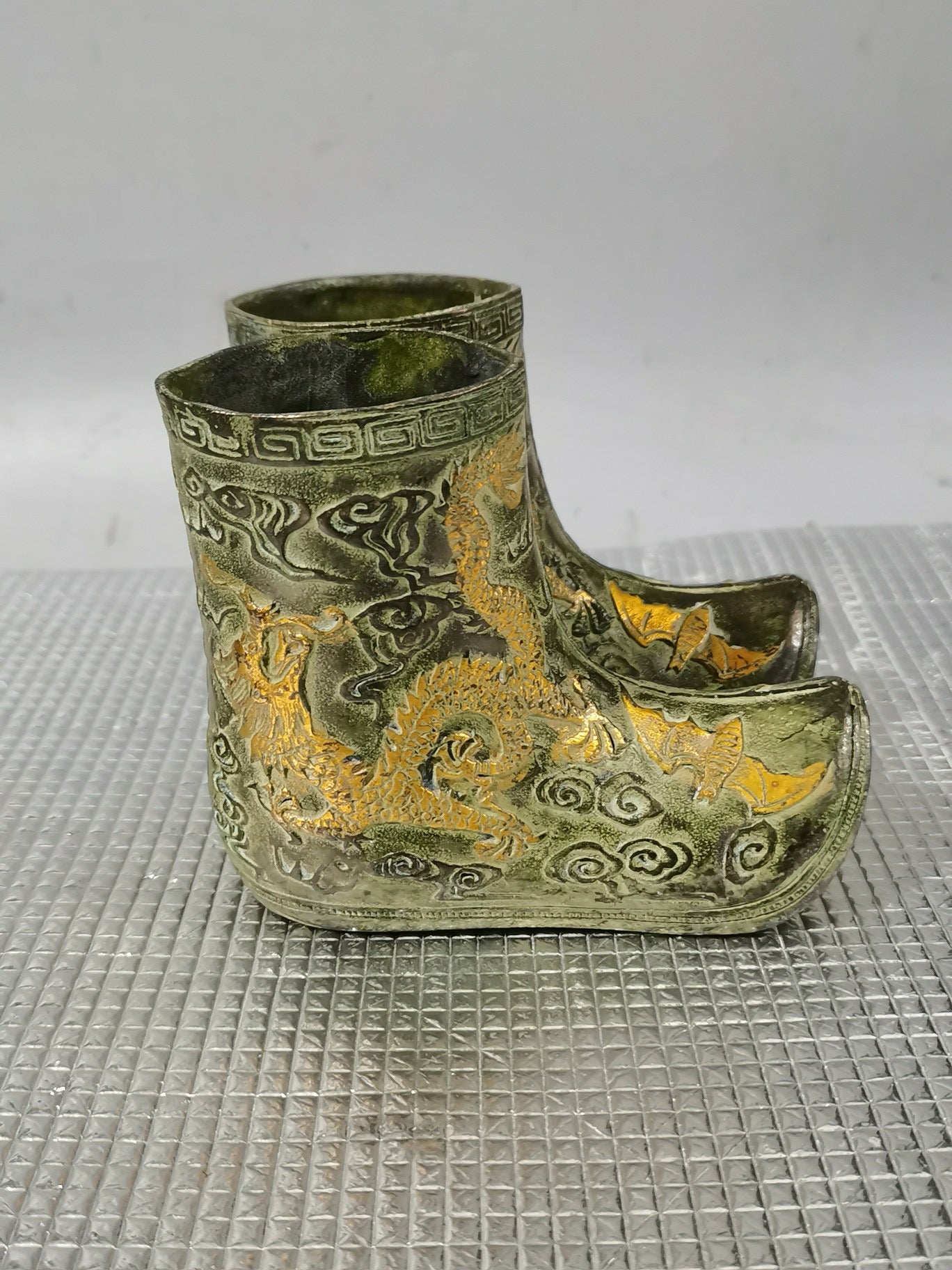 A pair of Chinese antique pure copper boots