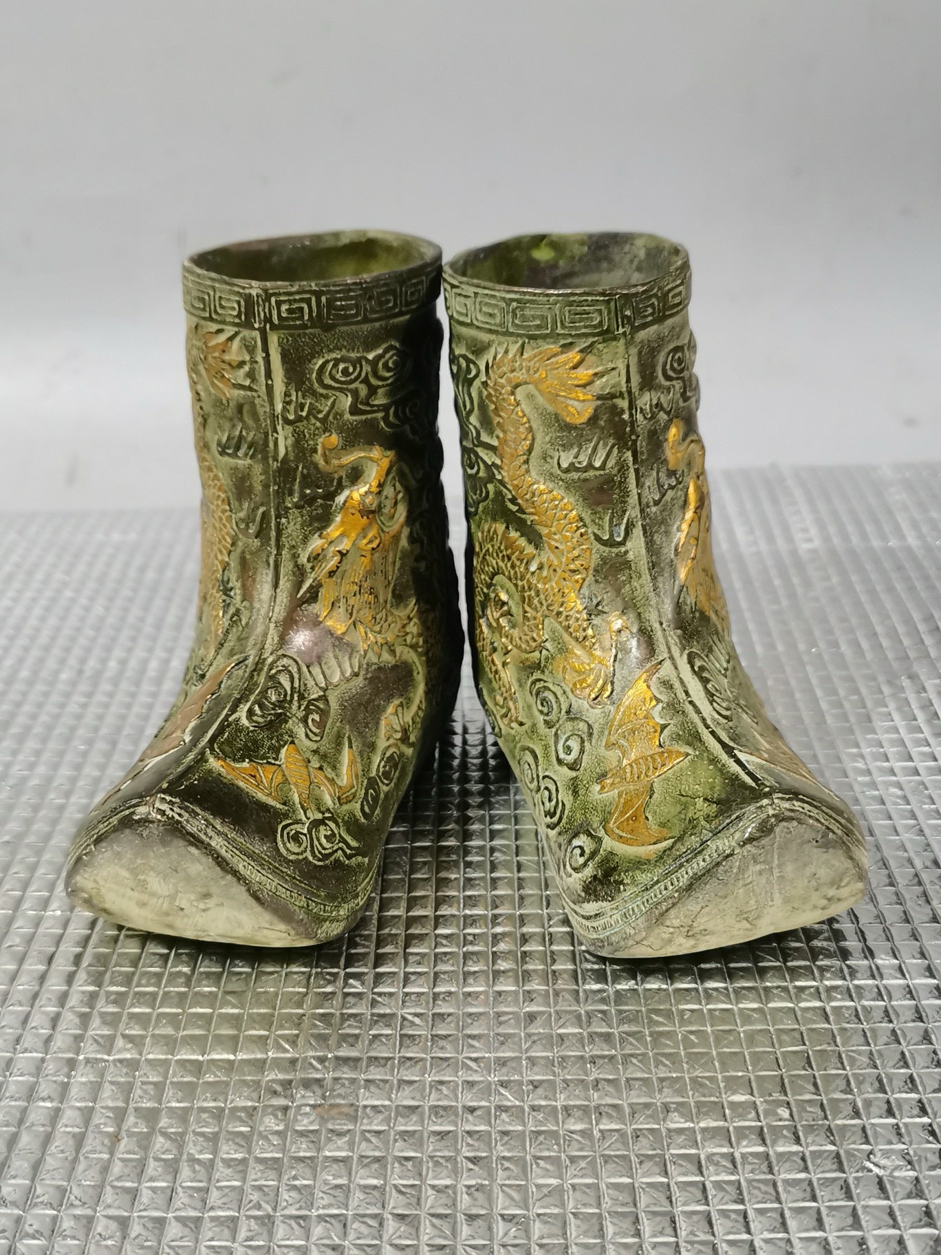 A pair of Chinese antique pure copper boots