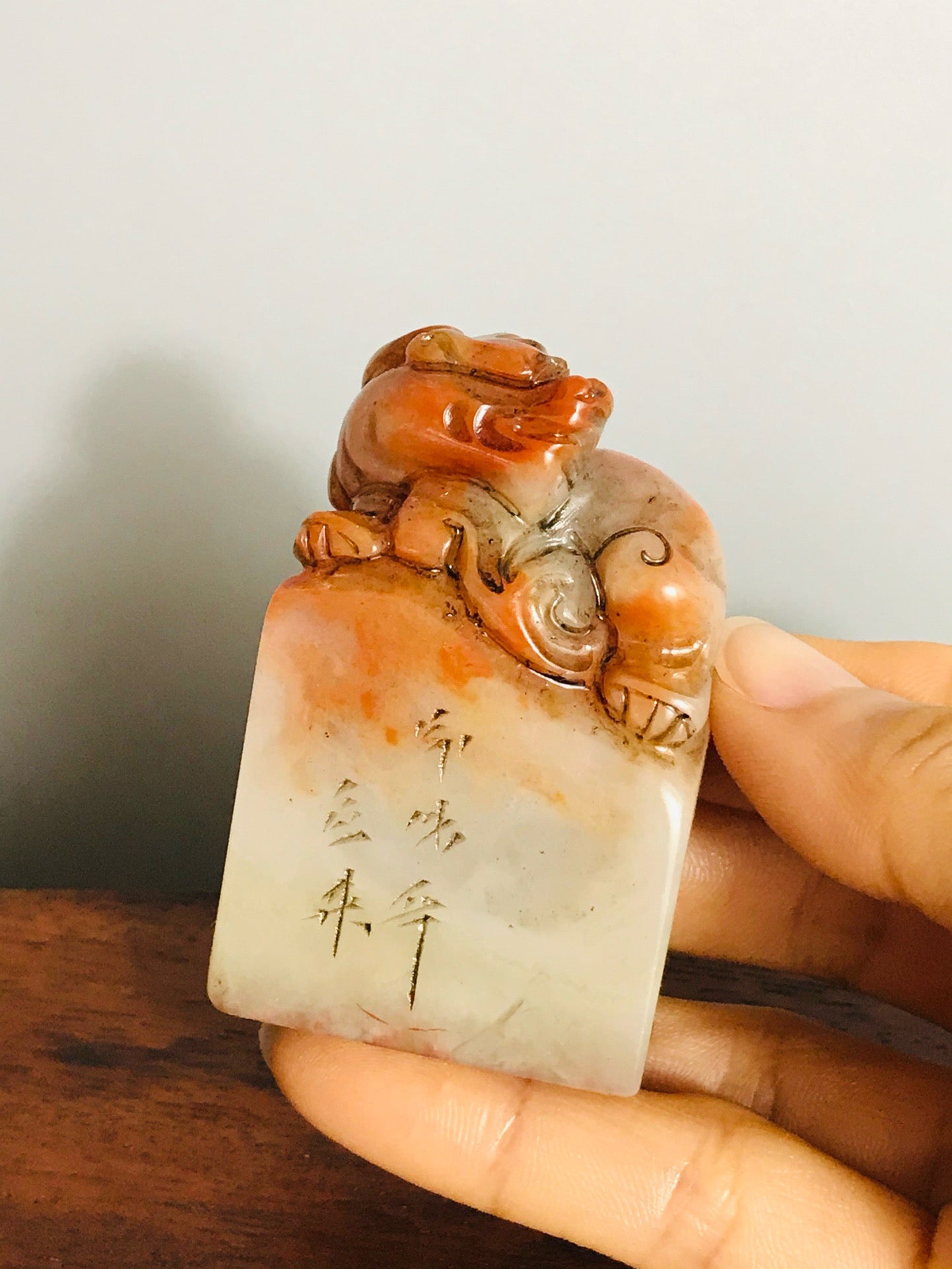 Chinese antique Shoushan stone fine craftsmanship seal ornament