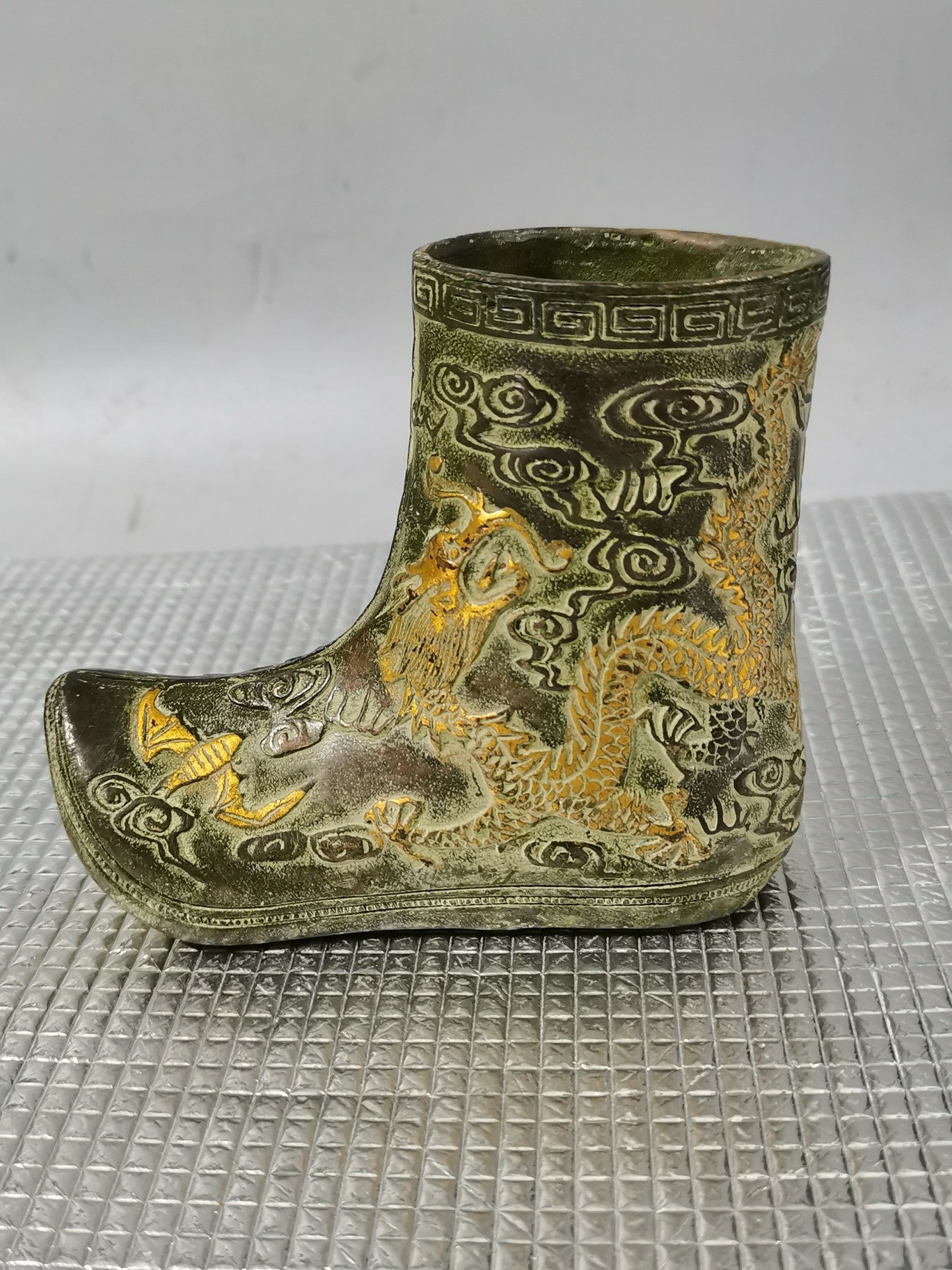 A pair of Chinese antique pure copper boots