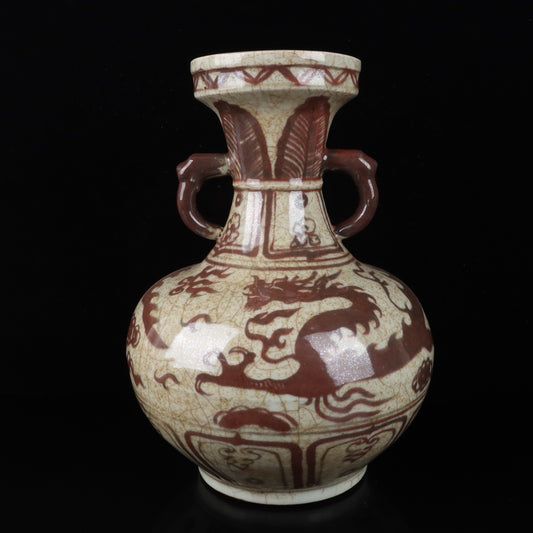 Cloud Dragon Pattern Double Ear Bottle