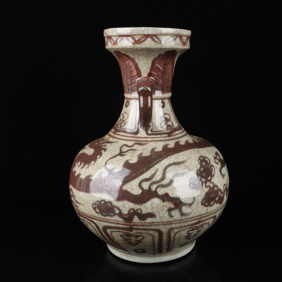 Cloud Dragon Pattern Double Ear Bottle