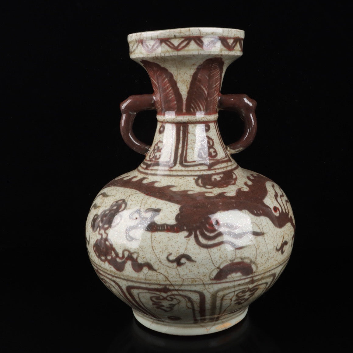 Cloud Dragon Pattern Double Ear Bottle