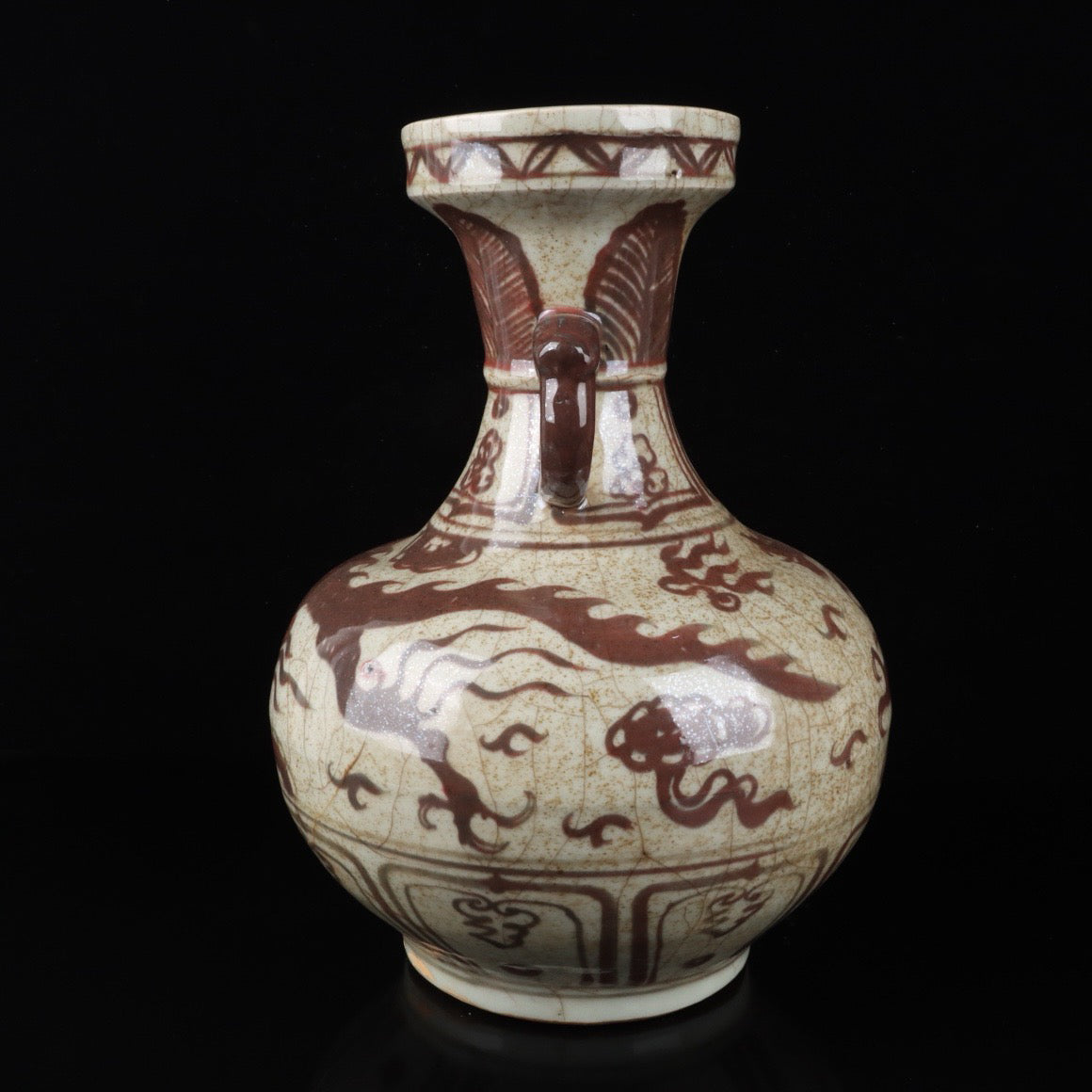 Cloud Dragon Pattern Double Ear Bottle