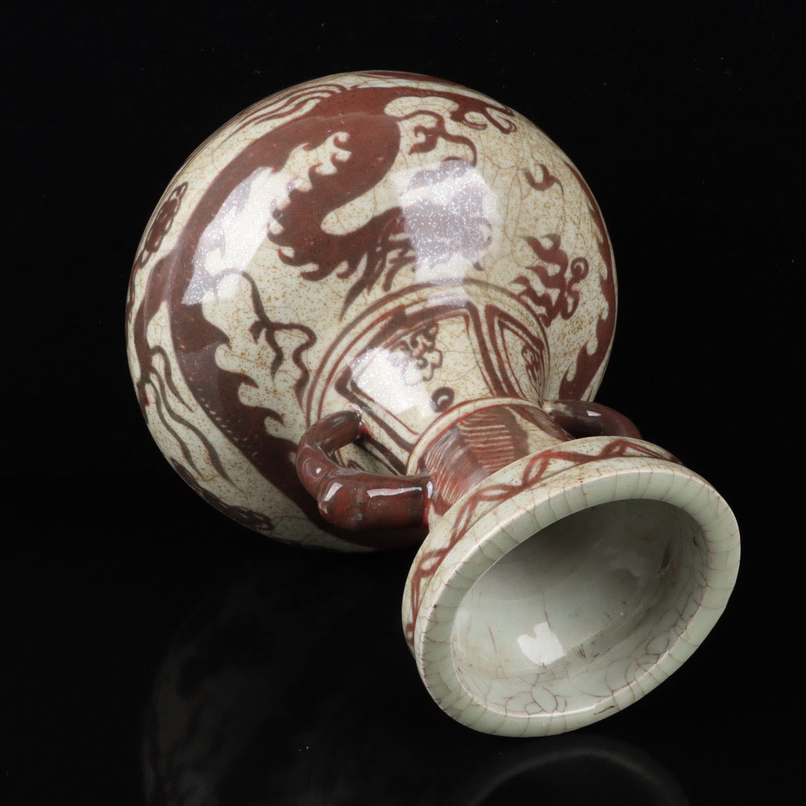Cloud Dragon Pattern Double Ear Bottle